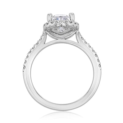 1.93 ct  Pear cut Halo  Moissanite solitaire  Engagement Ring