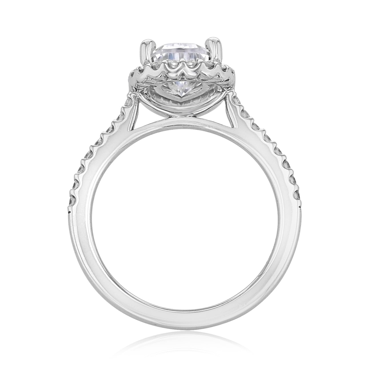 1.93ct Pear Cut Halo Moissanite Solitaire Engagement Ring