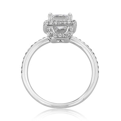 1.5 ct  Princess cut Halo  Moissanite solitaire  Engagement Ring