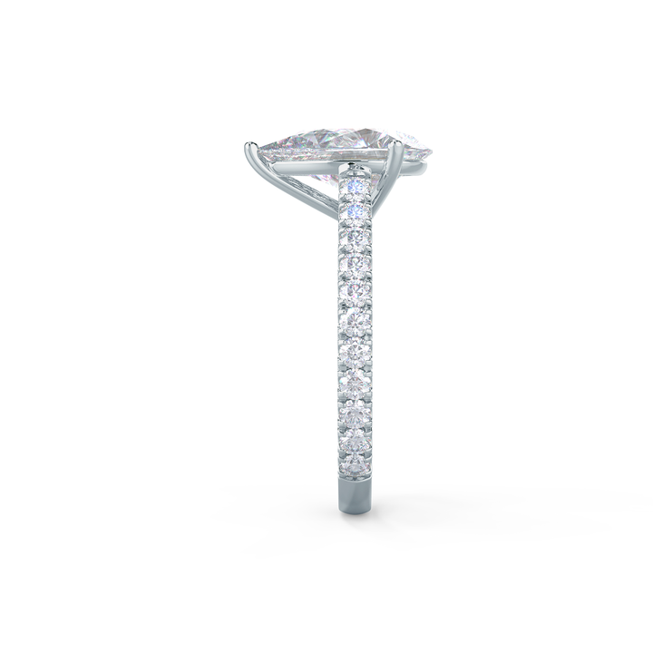 2.25CT Pear Cut Moissanite Cathedral Pave Diamond Engagement Ring