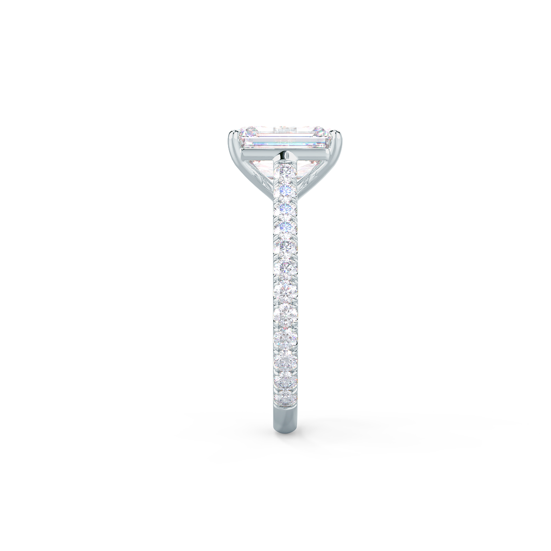 1.75CT Emerald Cut Moissanite Cathedral Pave Diamond Engagement Ring