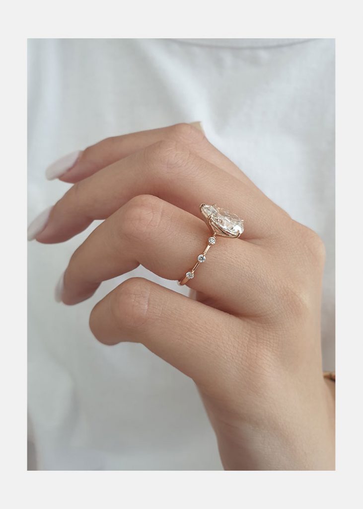 2.50ct Pear Cut Moissanite Diamond Pave Engagement Ring