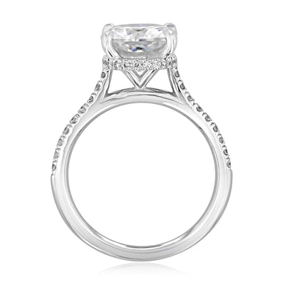 2.8CT Cushion Hidden Halo Moissanite Engagement Ring
