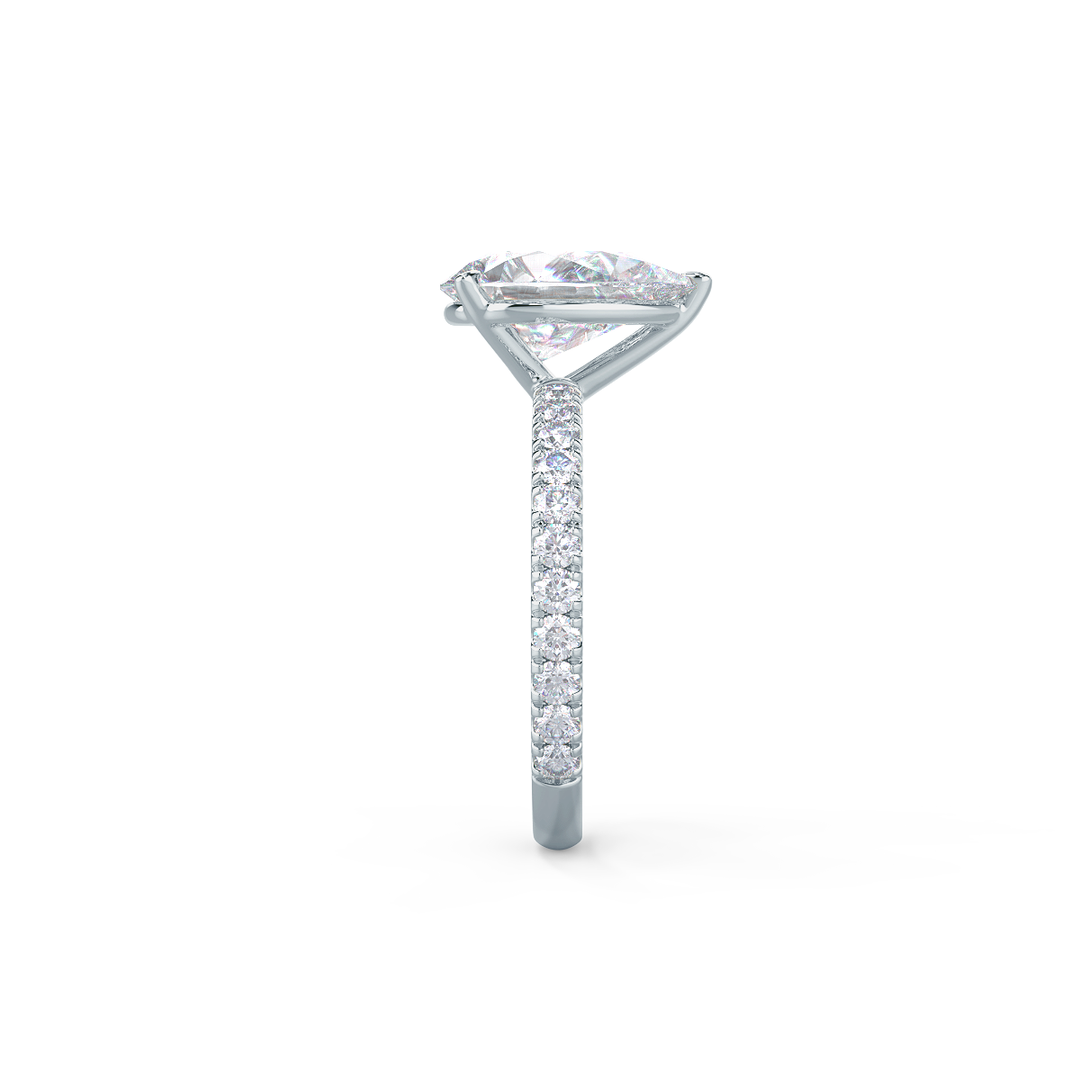 2.25CT Pear Cut Moissanite Petite Pave Diamond Engagement Ring