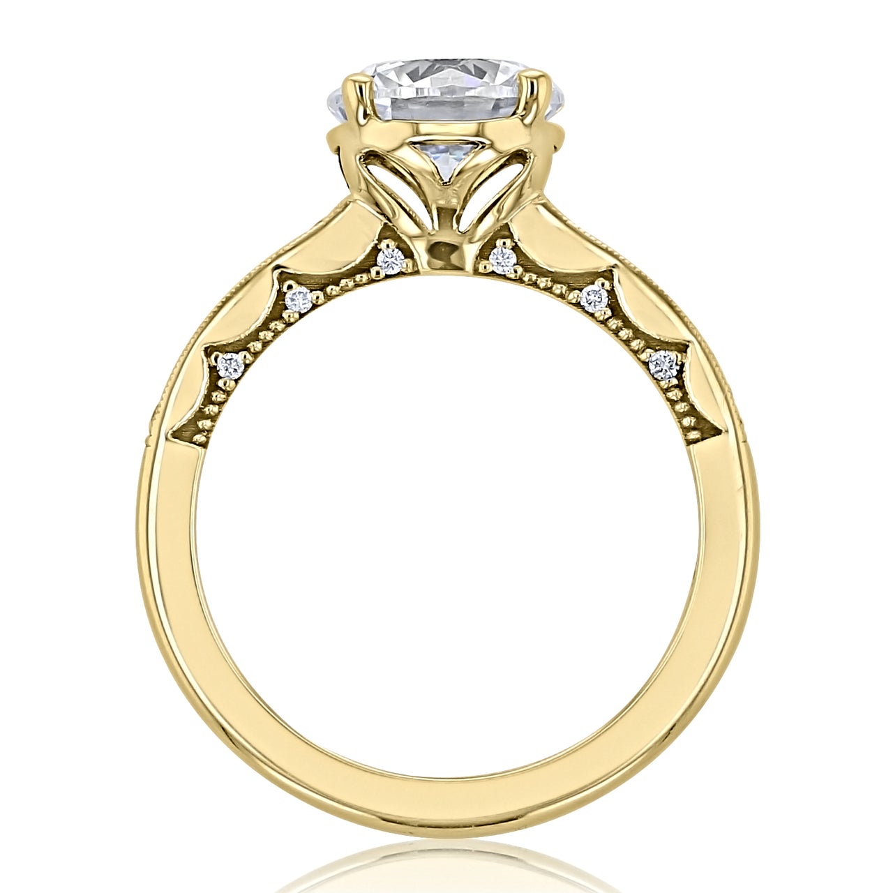 2.0CT Round Cut Vintage Style Moissanite Engagement Ring