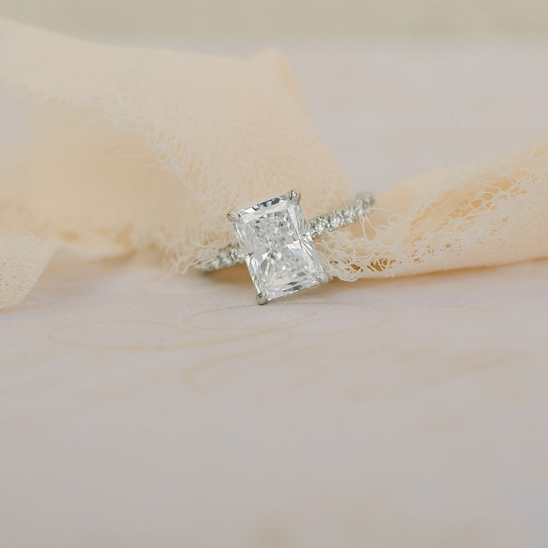 2.0CT Radiant Cut Moissanite Classic Pave Diamond Engagement Ring