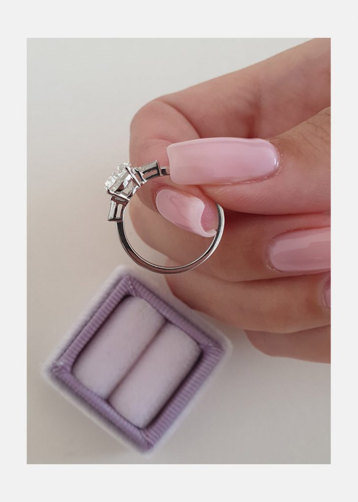 2.0ct Oval Cut Three Stone Moissanite Diamond Engagement Ring