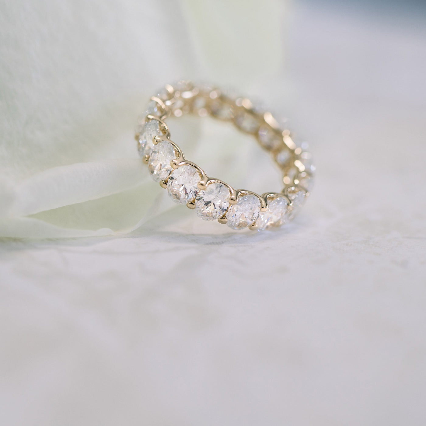Oval Cut Moissanite Full Eternity Wedding Band