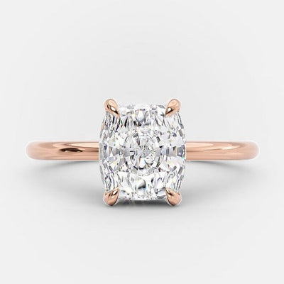 2.92ct Cushion Cut Moissanite Hidden Halo Engagement Ring