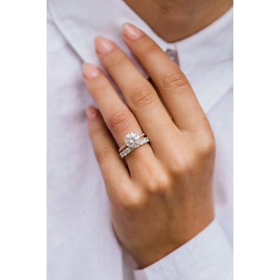 2.10CT Round Cut Hidden Halo Moissanite Diamond Engagement Ring