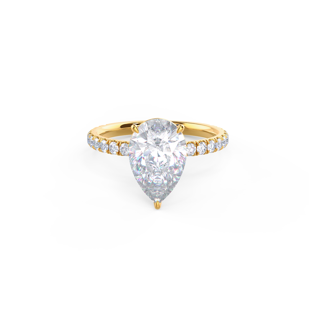 2.25CT Pear Cut Moissanite Petite Pave Diamond Engagement Ring