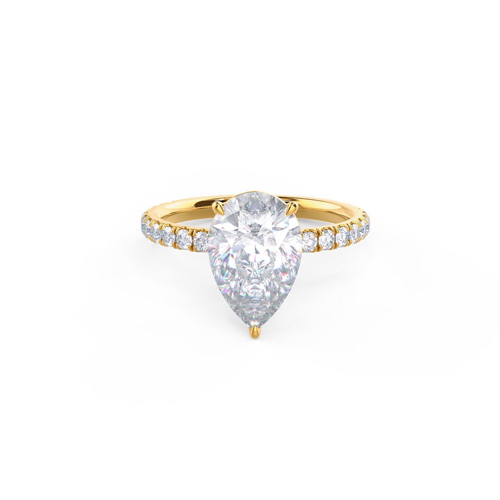 2.25CT Pear Cut Moissanite Petite Pave Diamond Engagement Ring