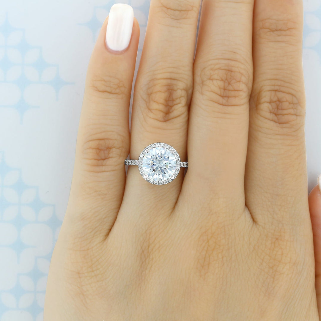 1.93CT Pear Cut Hidden Halo Moissanite Engagement Ring in 18K Rose Gold