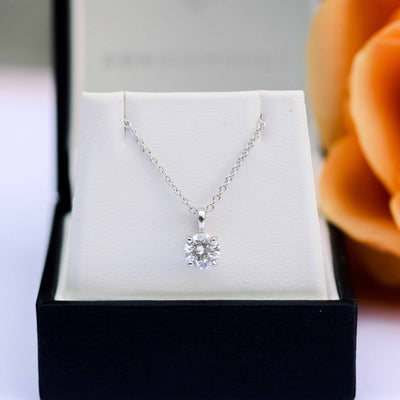 0.50-1.0ct Round Brilliant Cut Solitaire Moissanite Diamond Necklace