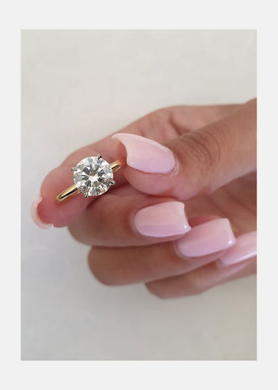 2.0ct Round Brilliant Cut Solitaire Moissanite Diamond Engagement Ring in 14K Gold