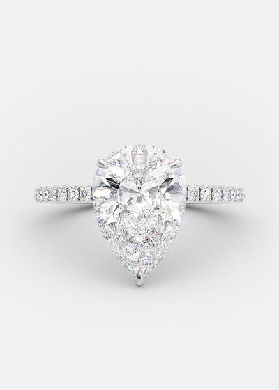 2.0ct Pear Cut Diamond Halo 14K Yellow Gold Engagement Ring