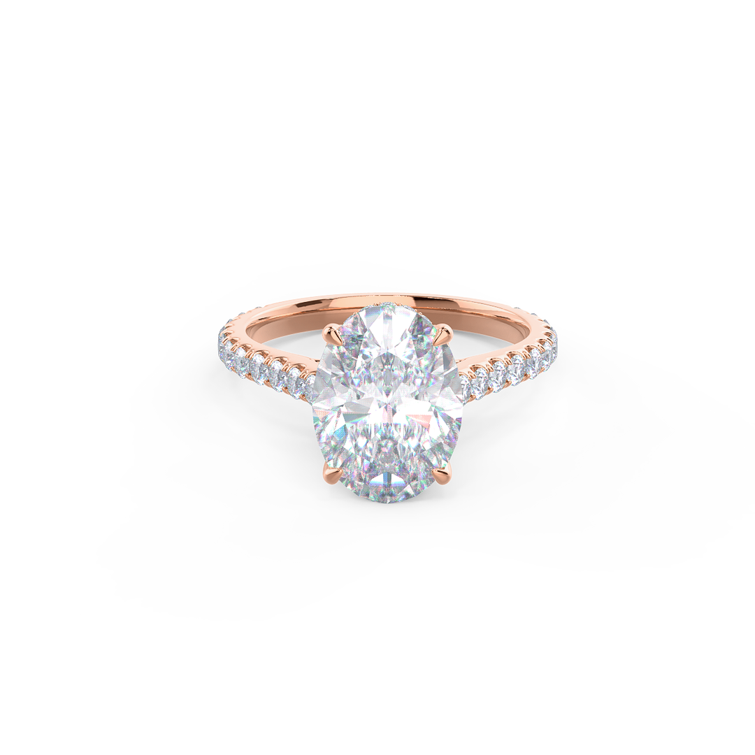 2.50CT Oval Cut Moissanite Trellis Pave Diamond Engagement Ring
