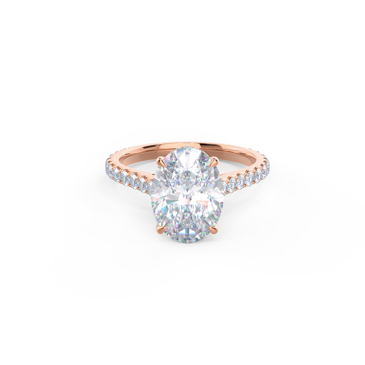 2.50CT Oval Cut Moissanite Trellis Pave Diamond Engagement Ring