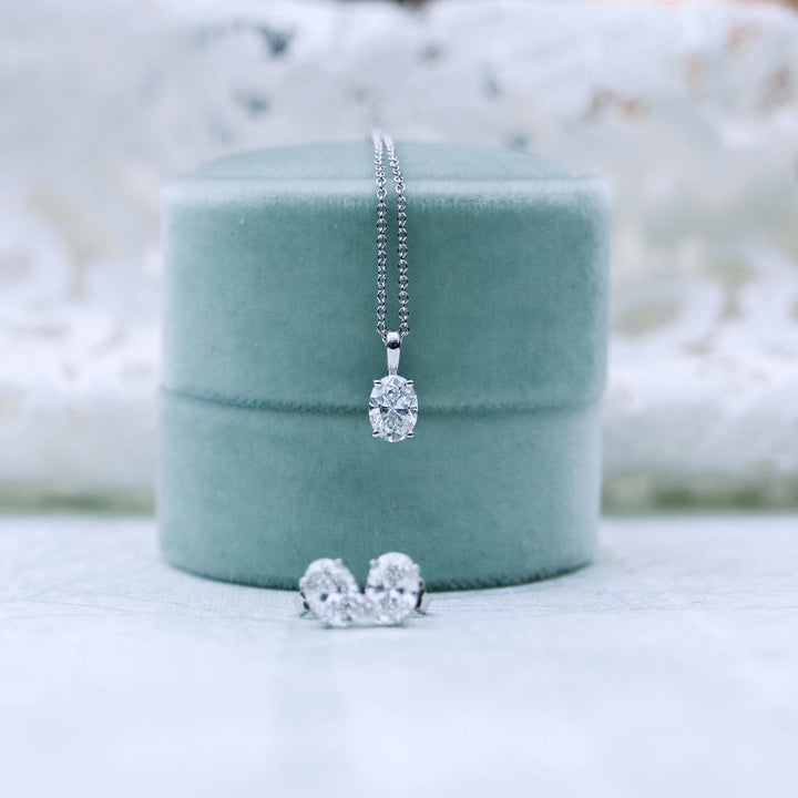 Oval Cut Solitaire Moissanite Diamond Layering Necklace