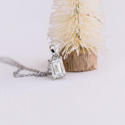 Emerald-Cut Solitaire Moissanite Diamond Layering Necklace