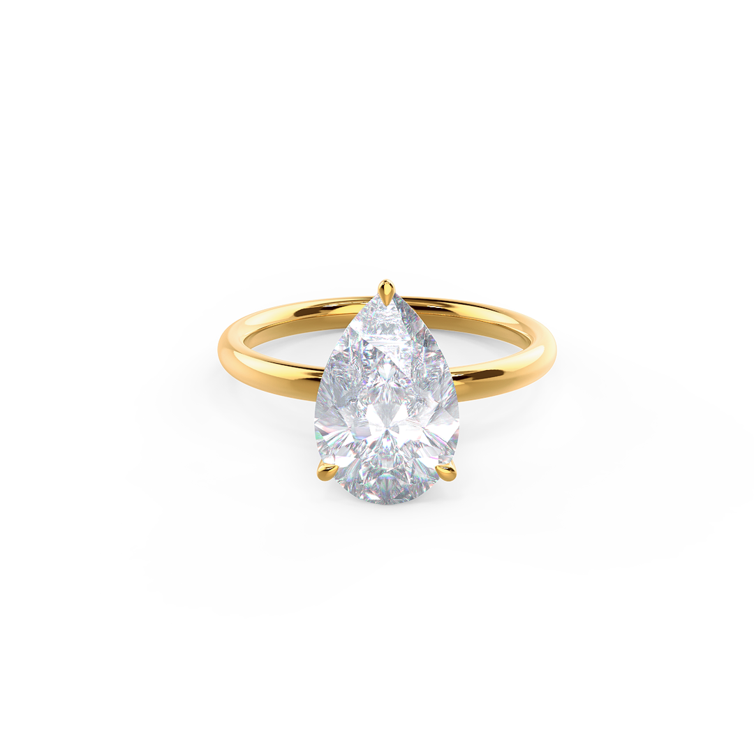 2.0ct Pear Cut Moissanite Diamond Petite Solitaire Engagement Ring