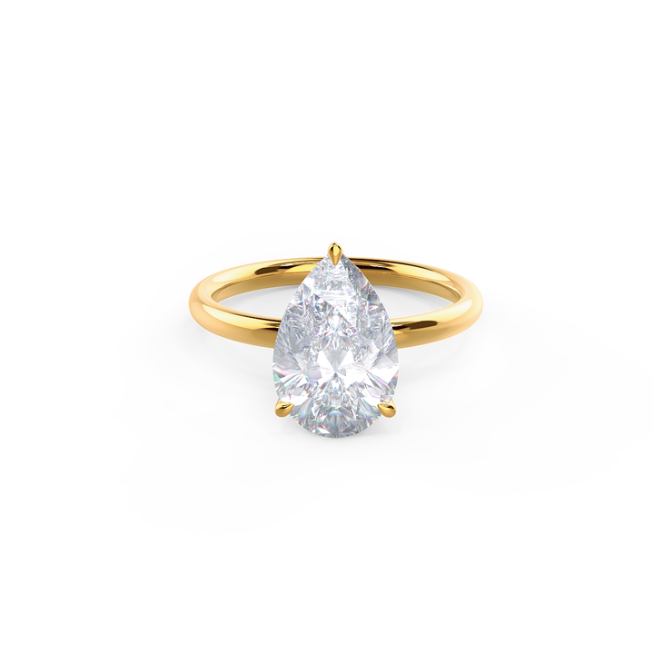 2.0ct Pear Cut Moissanite Diamond Petite Solitaire Engagement Ring