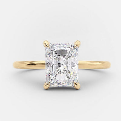 2.0CT Radiant Cut Hidden Halo Moissanite Diamond Engagement Ring in 14K Gold