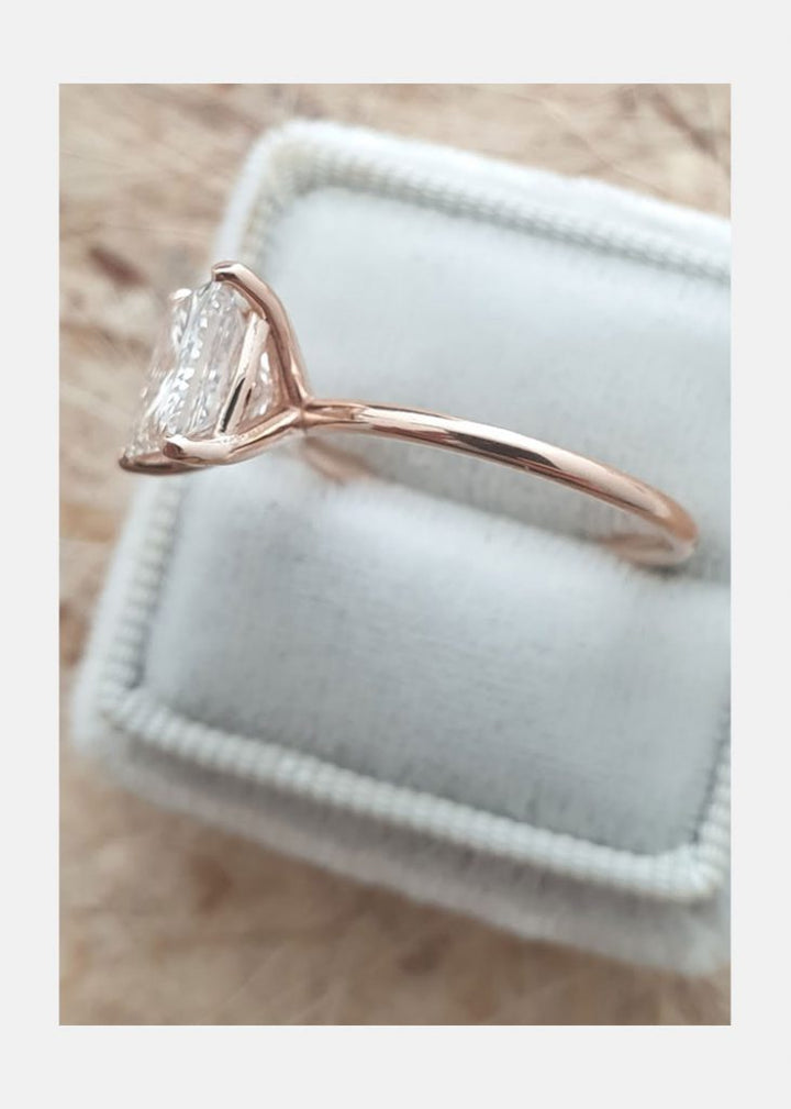 2.13ct Princess Cut Solitaire Moissanite Diamond Engagement Ring in 14K Rose Gold