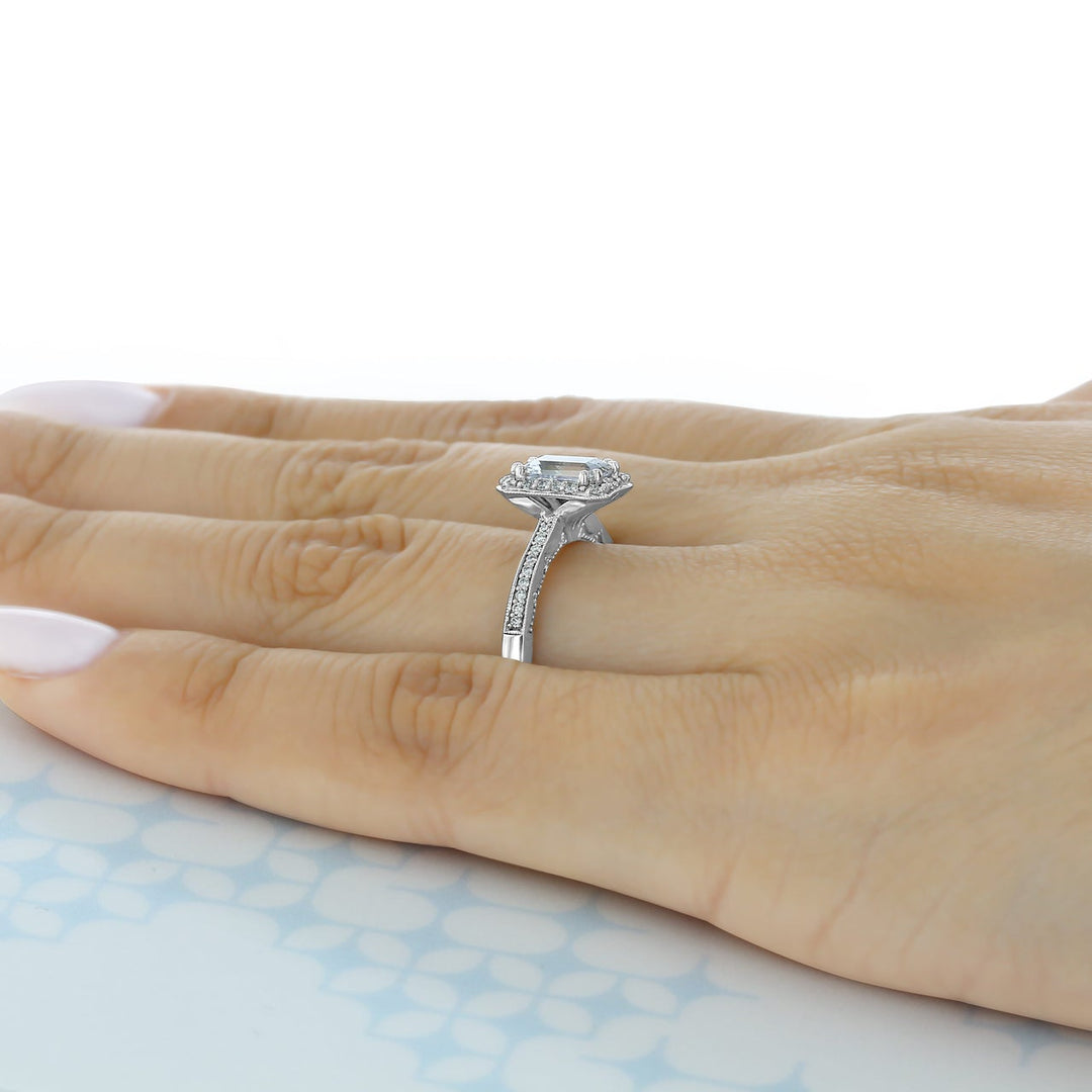 1.60CT Emerald Cut Double Prong Setting Moissanite Engagement Ring