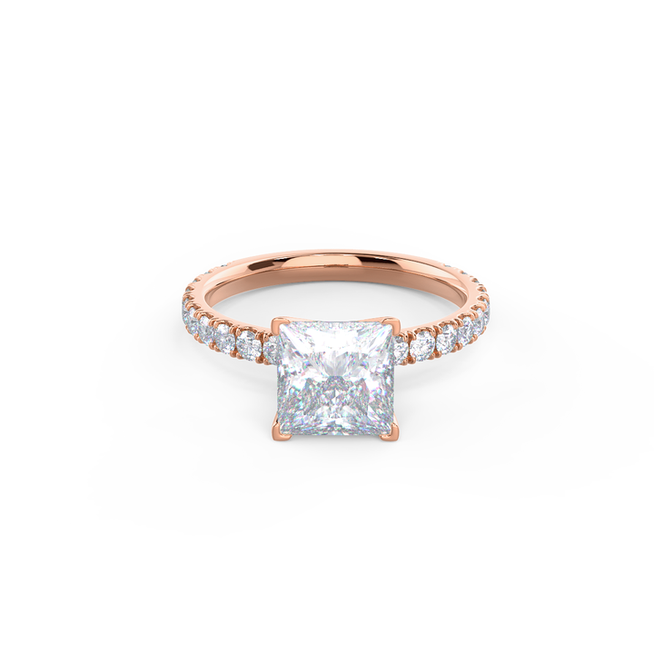 1.50CT Princess Cut Moissanite Classic Pave Diamond Engagement Ring