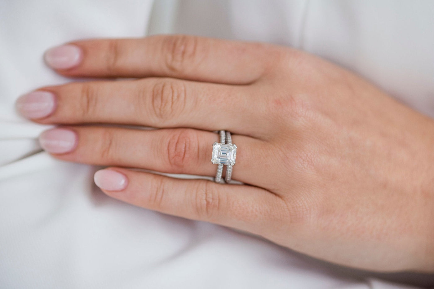 2.30CT Ascher Cut Hidden Halo Moissanite Diamond Engagement Ring