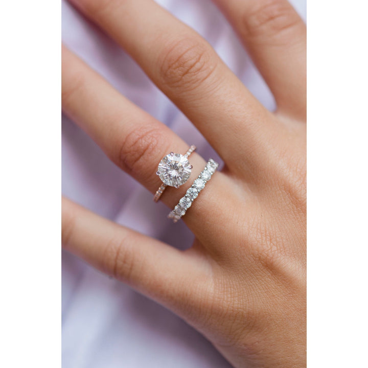 2.10CT Round Cut Hidden Halo Moissanite Diamond Engagement Ring