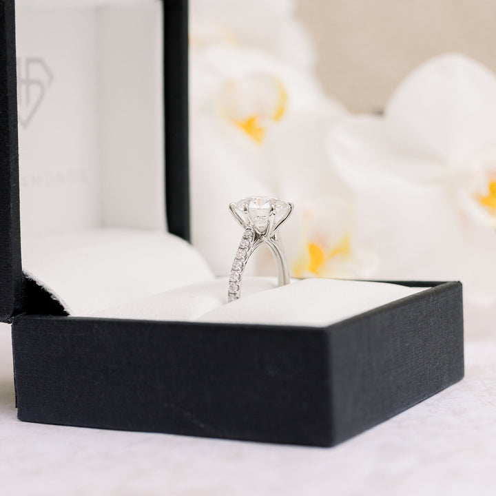 2.25CT Round Brilliant Cut Trellis Moissanite Pave Diamond Engagement Ring