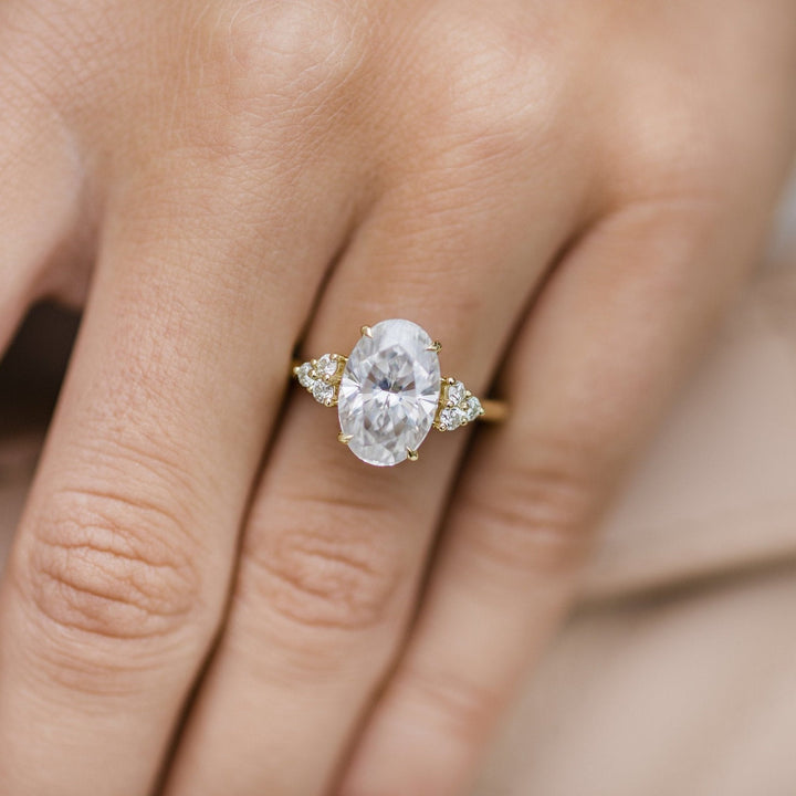 4 CT Oval cut Four Prong Moissanite Engagement Ring