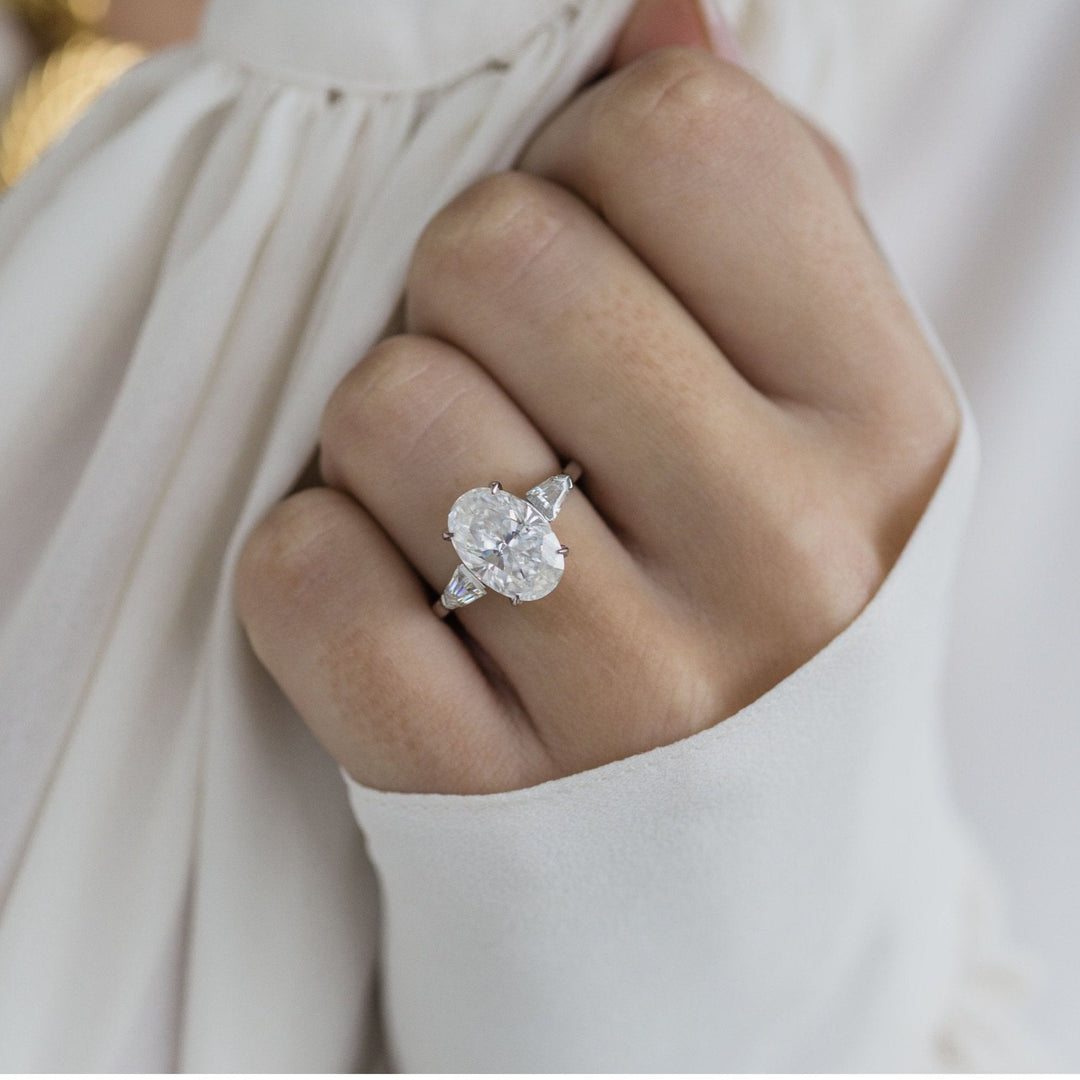4 CT Oval cut Three stone Moissanite Engagement Ring