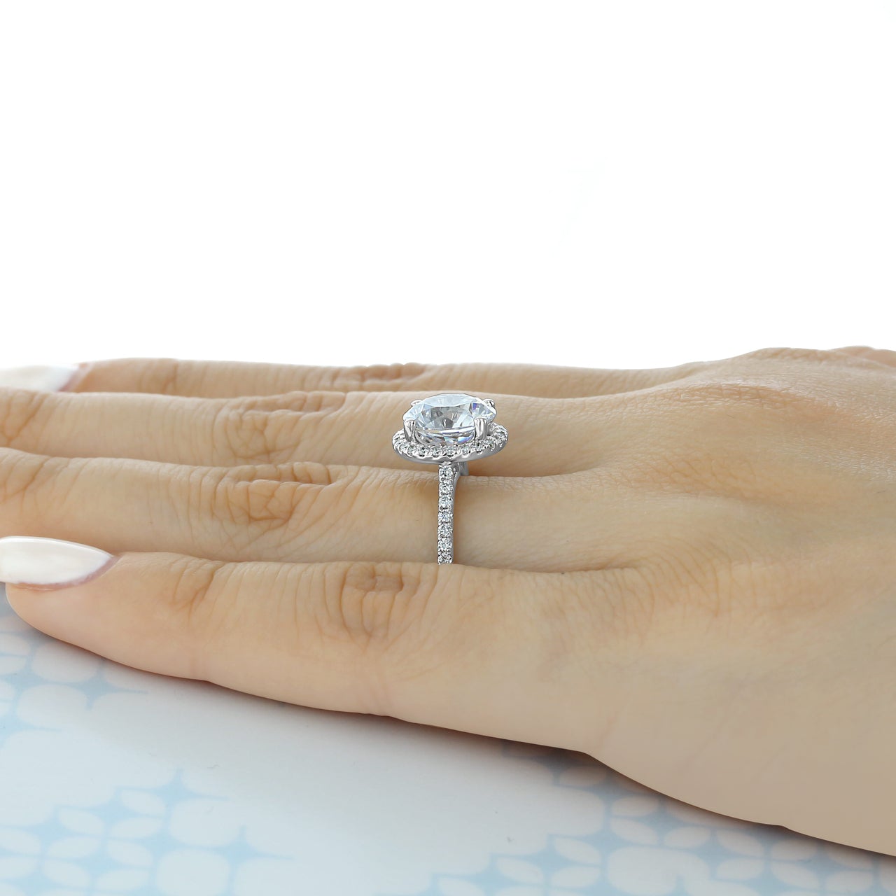 1.93CT Pear Cut Hidden Halo Moissanite Engagement Ring in 18K Rose Gold