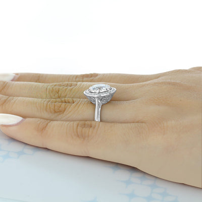 2.0ct Round Brilliant Cut Moissanite Unique Engagement Ring