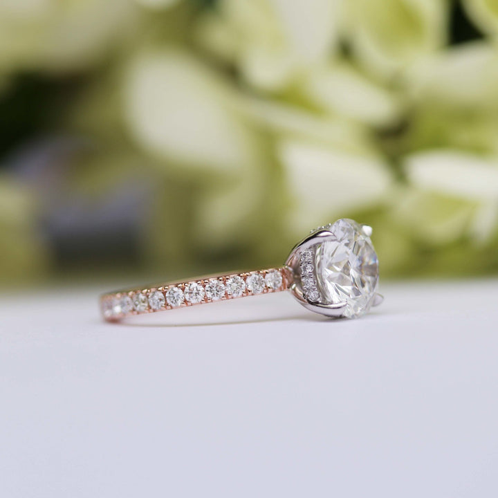 1.50CT Round Brilliant Cut Moissanite Pave Diamond Engagement Ring
