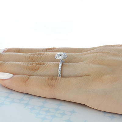 1.0 ct Classic Round cut Halo Moissanite Engagement Ring