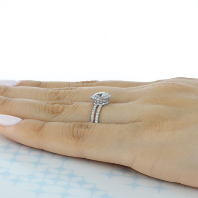 1.0 ct  Round cut Halo Moissanite Engagement Ring