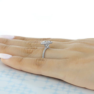 1.0 ct  Round cut Halo Moissanite Engagement Ring