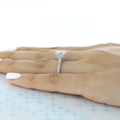 1.93 ct Oval cut Hidden Halo Moissanite Engagement Ring