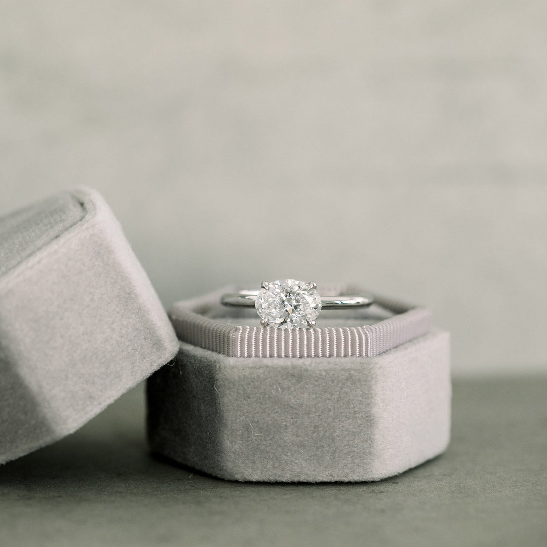 2.0ct Oval Cut East-West Moissanite Diamond Engagement Ring