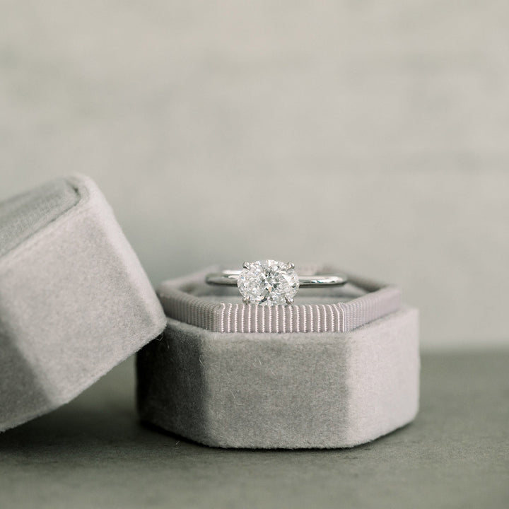 2.0ct Oval Cut East-West Moissanite Diamond Engagement Ring