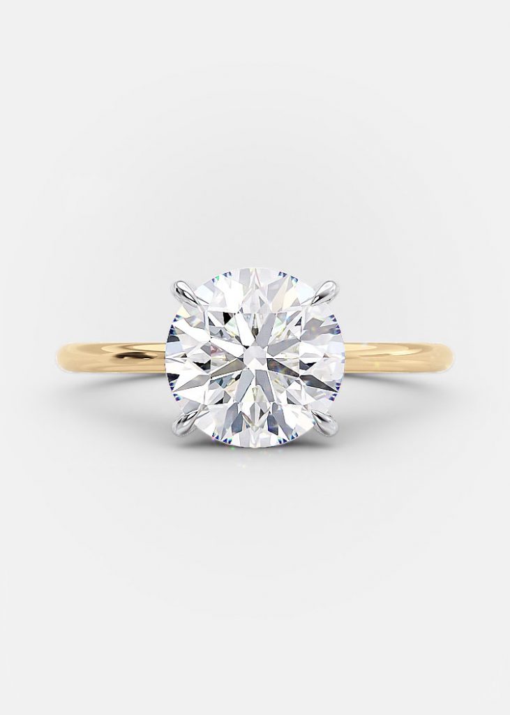 2.0ct Round Brilliant Cut Solitaire Moissanite Diamond Engagement Ring in 14K Gold