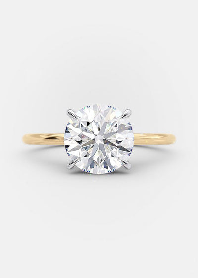 2.0ct Round Brilliant Cut Solitaire Moissanite Diamond Engagement Ring in 14K Gold