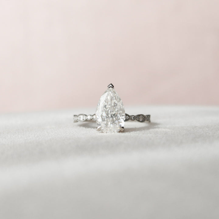 2.50 CT Art Deco  Pear Shape Moissanite Engagement Ring