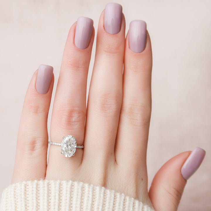 3CT Oval cut  Dainty Moissanite solitaire  Engagement Ring