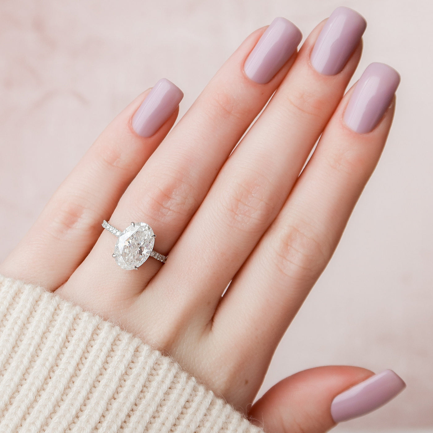 4.0CT Oval cut Hidden Halo  Moissanite Engagement Ring