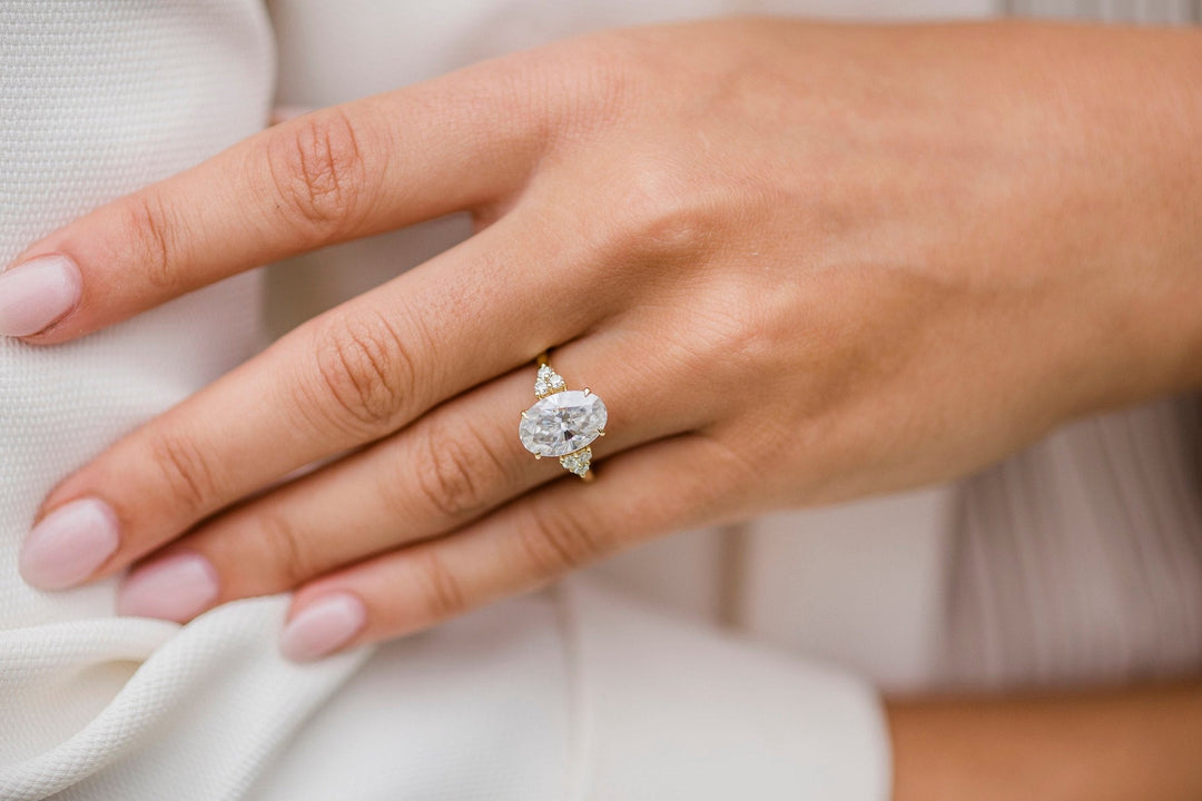 4 CT Oval cut Four Prong Moissanite Engagement Ring